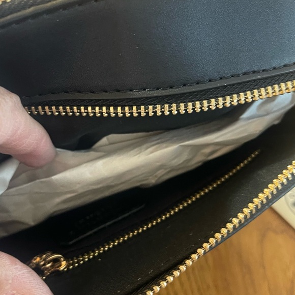 NWT- Valentino Orlandi vegan leather crossbody bag. Color black W/ gold hardware - Picture 8 of 12